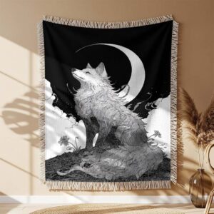 Alternative view of She-wolf spirit Woven Blanket