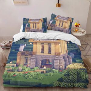 Alternative view of Simple Birch House in Minecraft Duvet Cover
