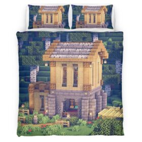 Simple Birch House in Minecraft Duvet Cover