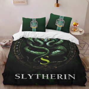 Alternative view of Slytherin House Harry Potter Green Logo 02 Duvet Cover