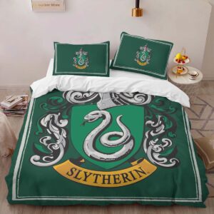 Alternative view of Slytherin House Harry Potter Green Logo Duvet Cover