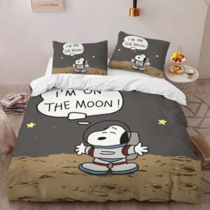 Alternative view of Snoopy I am on the moon Duvet Cover