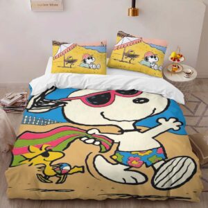 Alternative view of Snoopy and Woodstock Summer Fun Duvet Cover