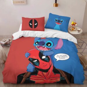 Alternative view of Stitch And Deadpool Duvet Cover