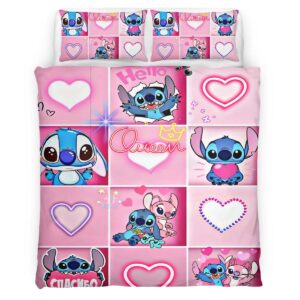 Stitch Pink Happy Duvet Cover