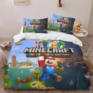 Alternative view of Super Mario Minecraft Style Duvet Cover