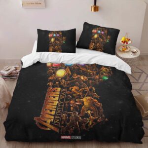 Alternative view of Thanos glove Marvel Duvet Cover