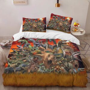 Alternative view of The Dinosaurs of Jurassic World 3 Duvet Cover