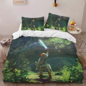 Alternative view of The Legend of Zelda Link in the forest Duvet Cover