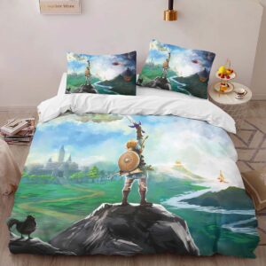 Alternative view of The Legend of Zelda Link on the hilltop with strong look Duvet Cover