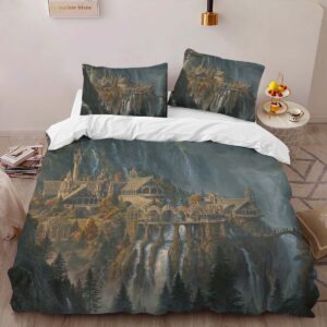 Alternative view of The Lord of The Rings Waterfall Rivendell Duvet Cover