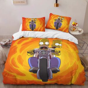 Alternative view of The Simpsons Motorcycles Homer and Bart Simpson Duvet Cover