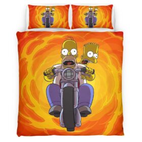 The Simpsons Motorcycles Homer and Bart Simpson Duvet Cover