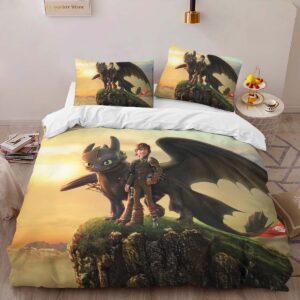 Alternative view of Toothless and Hiccup How To Train Your Dragon 02 Duvet Cover