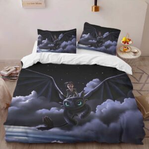 Alternative view of Toothless and Hiccup How To Train Your Dragon 03 Duvet Cover
