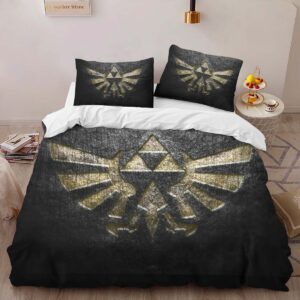 Alternative view of Triforce The legend of Zelda Stone Duvet Cover