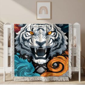 White Tiger Woven Blanket