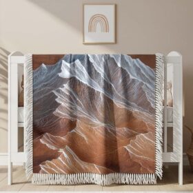 White mountain peak art Woven Blanket