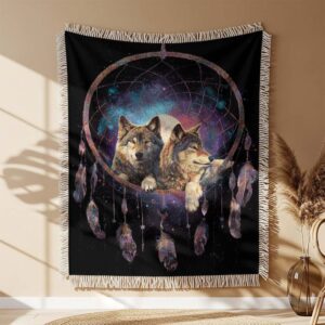 Alternative view of Wolves in dreamcatcher Woven Blanket