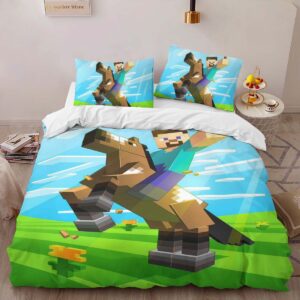 Alternative view of herobrine minecraft character on horse Duvet Cover