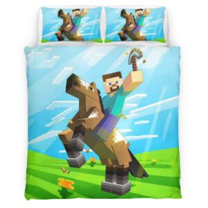 herobrine minecraft character on horse Duvet Cover