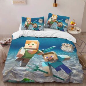 Alternative view of underwater minecraft characters Duvet Cover