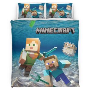 underwater minecraft characters Duvet Cover